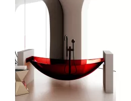 Прозрачная ванна ABBER Kristall AT9704Rubin подвесная красная